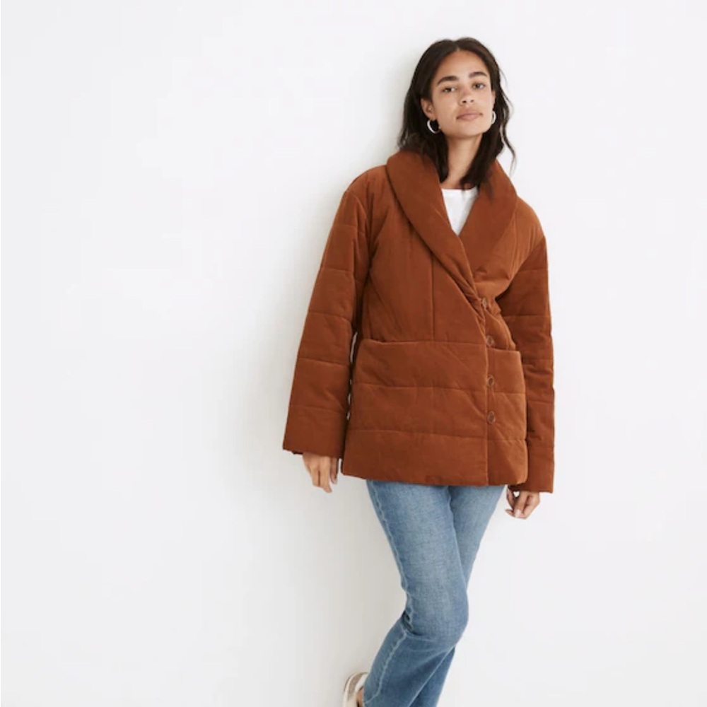 Madewell Ensley Puffer Jacket Corduroy Shawl Collar women’s size large button
